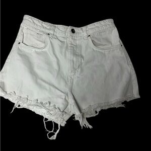 Zara White Distressed Jean Shorts